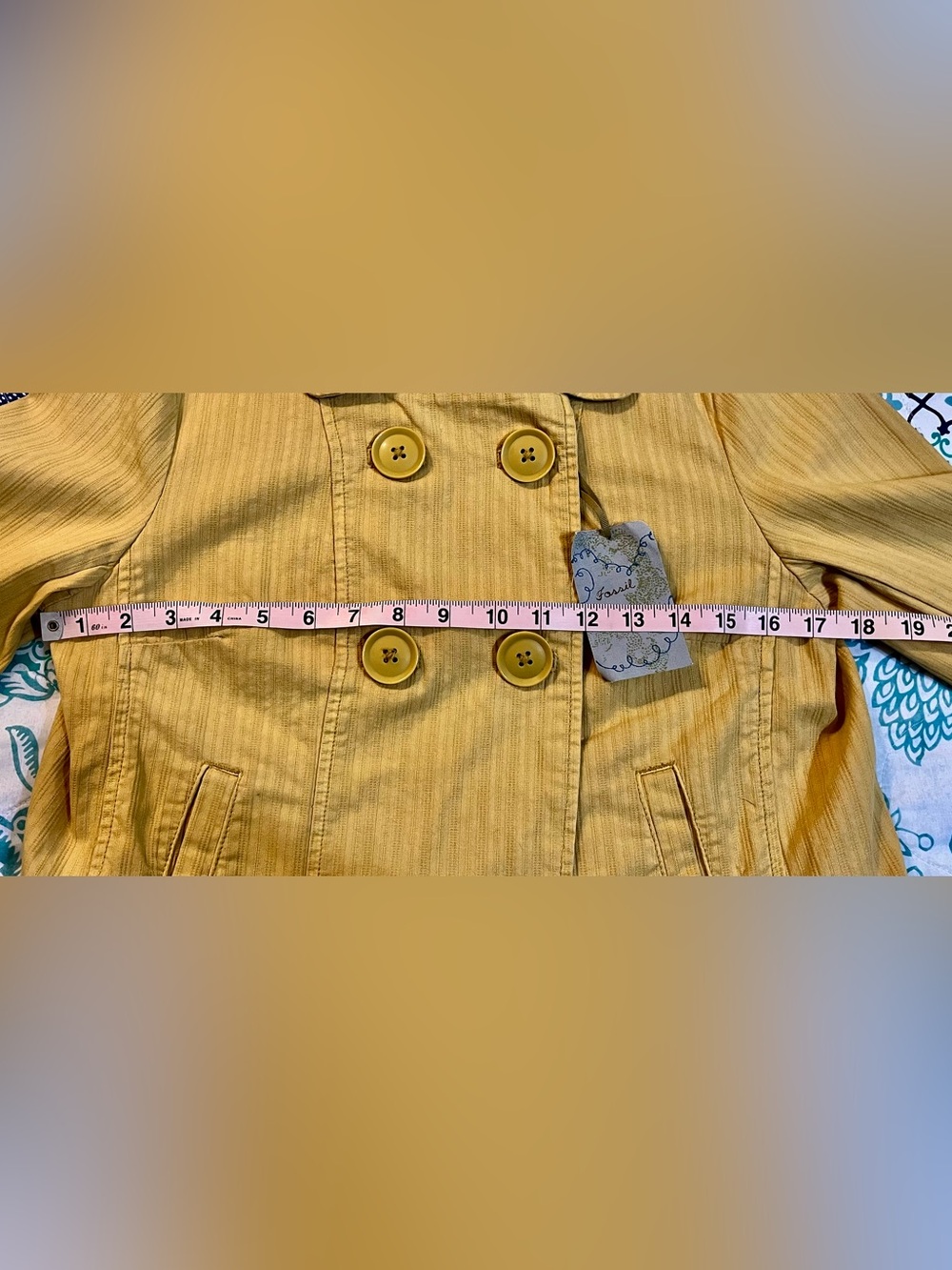 Vintage Fossil Mustard Yellow Double Breasted Jacket NWT (Size: Medium) - Picture 10 of 12